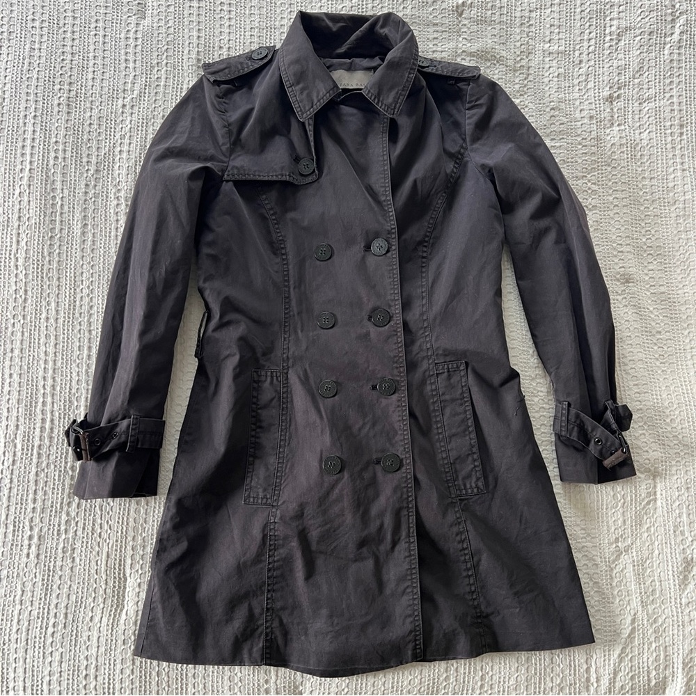 🖤 Zara Basic Trench Coat – Black – Women’s S